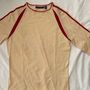 Anne Klein Cream and Red Crewneck Sweater